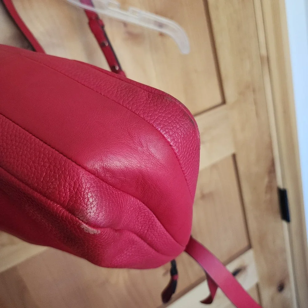 Kate Spade Cherry‎ Red 100% Leather Slouchy Hobo Crossbody Shoulder Bag Purse
